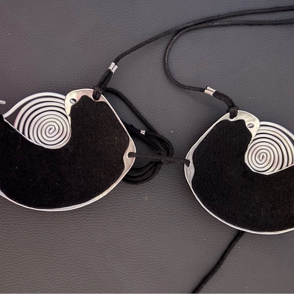 Silver Metal Disc Bikini Top with Tie Straps - Women Cyberpunk - Picture 9 of 10